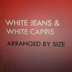 While jeans & capris by size